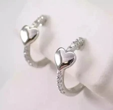 14k White Gold Plated Round Cut Simulated Diamond Women's Stunning Hoop Earrings