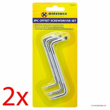 2 X 3PC OFFSET SCREWDRIVER SET TWIST KEY RIGHT ANGLE BENT CROSSPOINT SLOTTED  