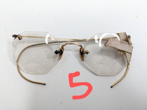 Antique 1/10 12K GF Gold Filled Wire Eye Glasses Aviator, regular, octagonal - Picture 5 of 10