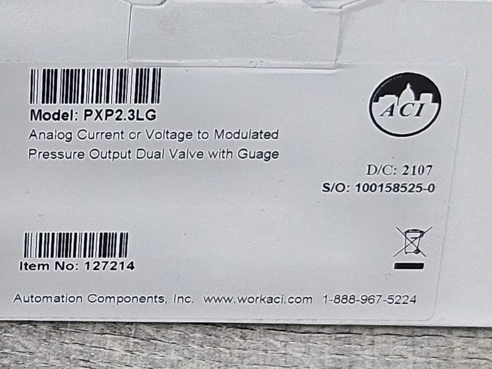 ACI PXP2.3LG Analog Current Or Voltage Modulated Pressure Output Dual Valve - Image 2 of 4