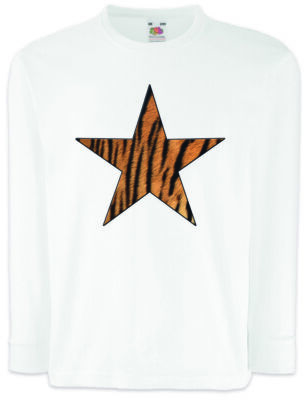 Tiger fur Star Logo II Kinder Langarm T-Shirt Leo Tattoo Fell Stern Cat Girl