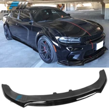 Fits 20-23 Dodge Charger SRT Scat Widebody V3 Style Front Bumper Lip Gloss Black