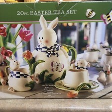 Vintage 20 Pieces Garden Party Easter Bunny Tea Set By Mercuries
