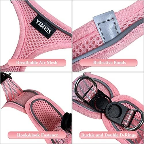Dog Harness and Leash Set, No Pull Soft Mesh Pet X-Small (Pack of 1) Pink