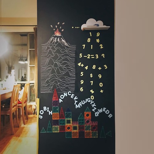 17.7 * 79Inches Chalkboard Wallpaper Stick and Peel Removable with 5 Chalks - Picture 8 of 8