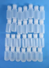 Boston Round Bottles 1 Ounce Natural LDPE With Ribbed Snap Caps Lot Of 28