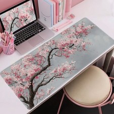 2D Flat Large Desk Computer Gaming Mouse Pad -Blossom Floral Aesthetic ,2D Flat  