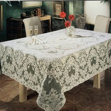 Vintage Quaker Lace Rhapsody Tablecloth 70x90 Oval White NOS Sealed