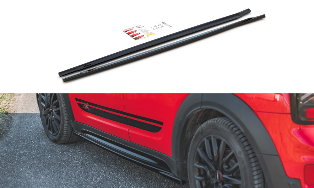 Rajouts des bas de caisse Maxton finition luxe noir brillant pour Mini Countryman F60 JCW