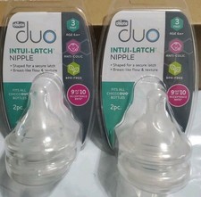 New 2 Packs 4 Nipples Chicco Duo Intui-Latch 3 Fast Age 6 Months  BPA-Free