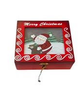 Holiday Treasures Hand Crafted Wood Gift Box Merry Christmas EUC