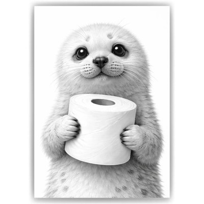 Otter Poster Klopapier Toilette Gäste-WC Deko Humor Badezimmer Lustiges Wandbild
