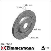 2X Zimmermann 100.3334.52 Bremsscheibe FüR Audi A4 B8 A5 Q5 8RB 8T3 8F7 8TA 8K2