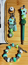 HAND MADE BEAD PEN AND BEAD KEY CHAIN  INK REFILL- bracelet BIRDHOUSE