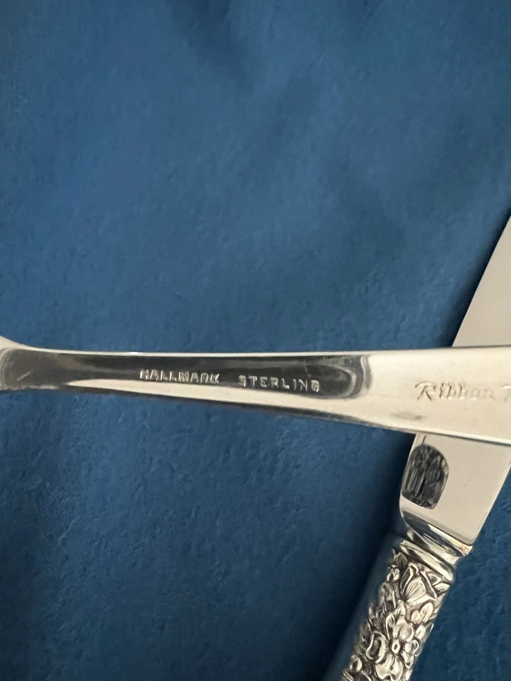 Cubiertos de plata esterlina sello cinta rosa reposo servicio para 6 Like Stieff Foto 3 de 4