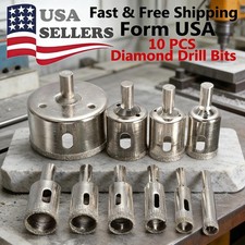 10PCS Diamond Hole Saw Drill Bit Set Maker Cutter Glass Ceramic Tile Porcelain