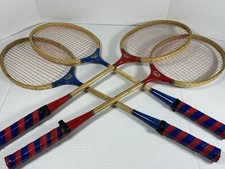 Set of 4 Vintage Wooden 555 Kun Nan Badminton Racquets