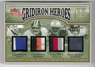 EDGE JAMES/PORTIS/COREY DILLON/ALEXANDER 2004 FLEER SWEET SIGS PATCH CARD #6/37!