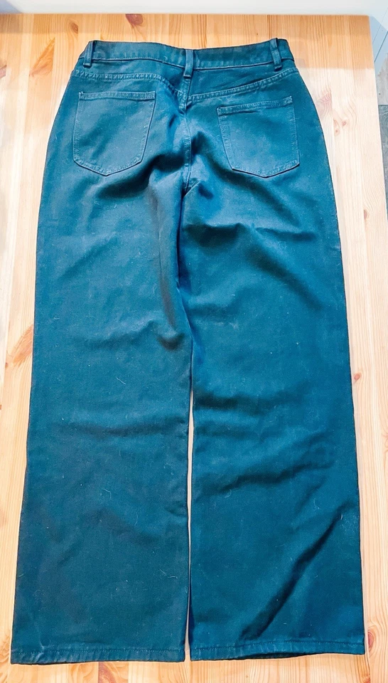 女式黑色阔腿牛仔裤大号未知品牌从未穿过 — 第 2/2 张图片