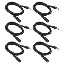 6 Pcs 3Ft Male to Female Plug 5.5 x 2.1mm DC Power Extension Cord Cable, Black