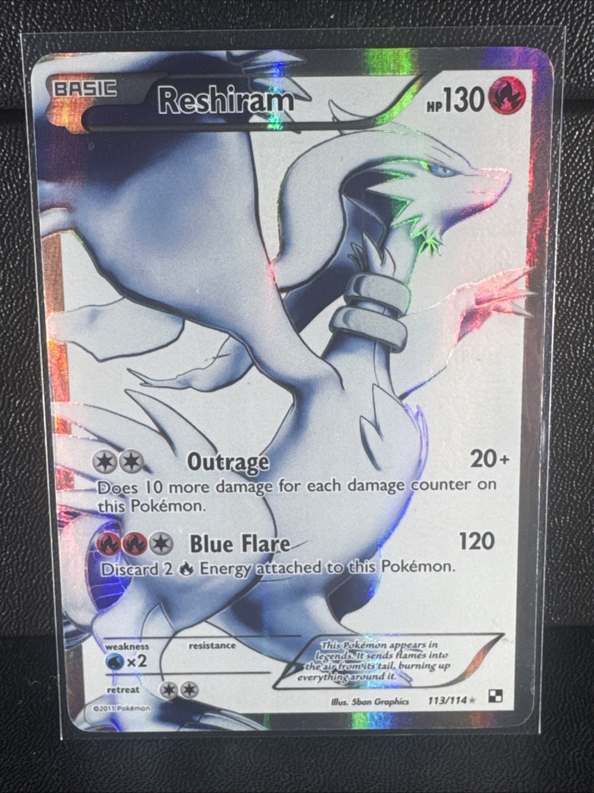 Reshiram Full Art 113/114 Black & White Holo LP Lightly Played 2011 Pokemon Card