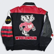 Wisconsin Badgers Vintage 90s Jeff Hamilton Leather Varsity Jacket - NCAA