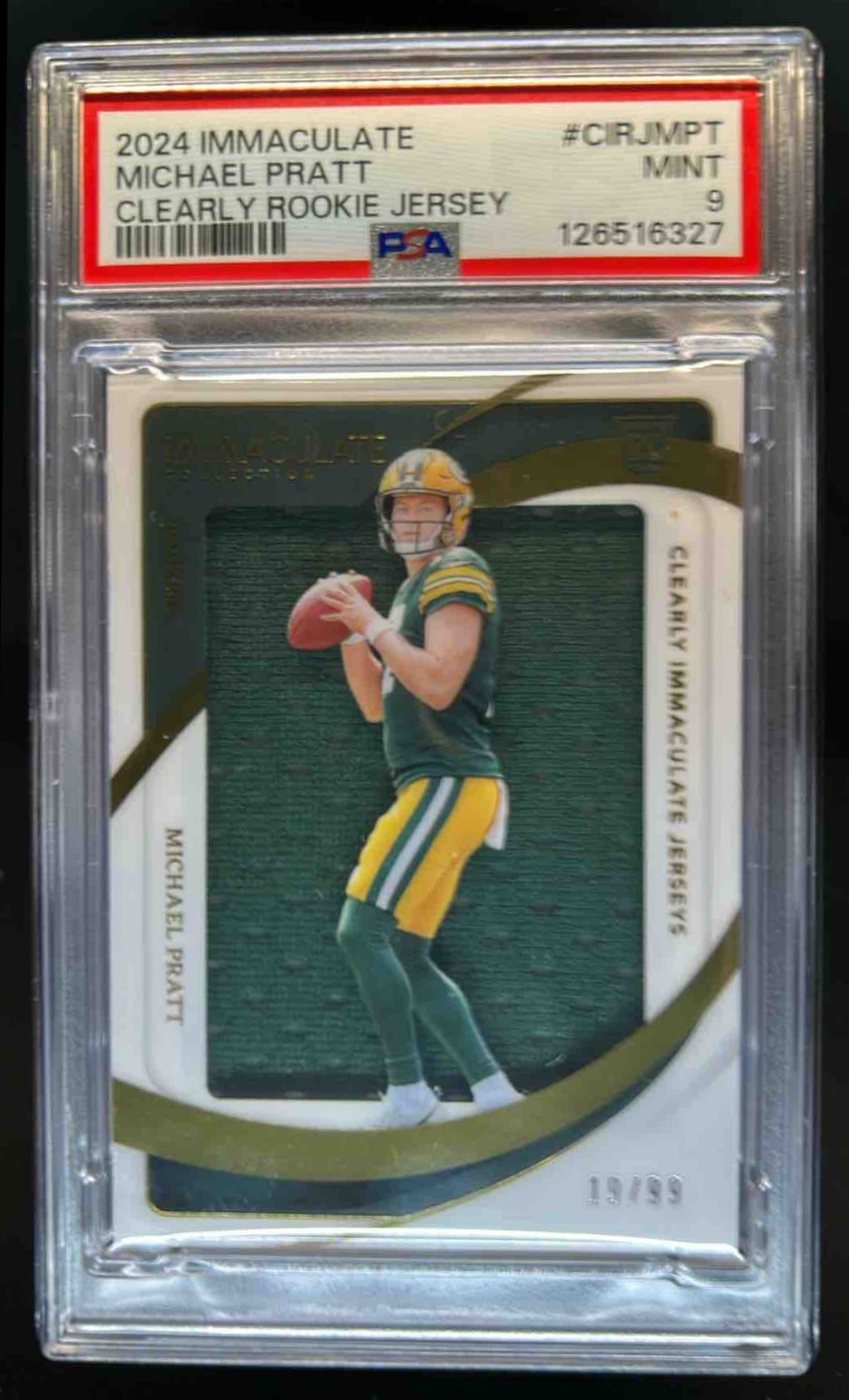 Michael Pratt Panini Immaculate Collection Clearly Immaculate Rookie Jerseys #CIRJMPT Base