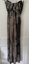 Tiare Hawaii Women’s Blue Gray Batik Tie Dye Maxi Strapless Rayon Dress S M L