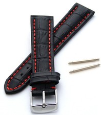 Genuine Calf Leather Watch Strap Padded Alligator Grain XL Length