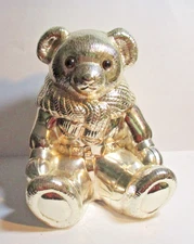 Vintage Ralph Lauren Silver Plated Figural Polo Bear Coin Bank
