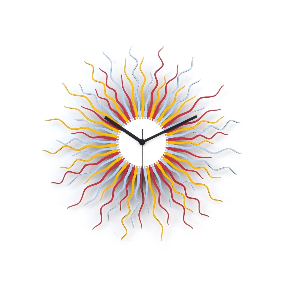 Medusa meadow - colorful sunburst wall clock in red, blue, yellow - Image 2 of 4