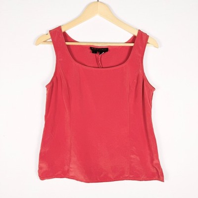 Nina McLemore 100% Silk Tank Top Womens 6 Sleeveless Shell Tank Burnt Orange