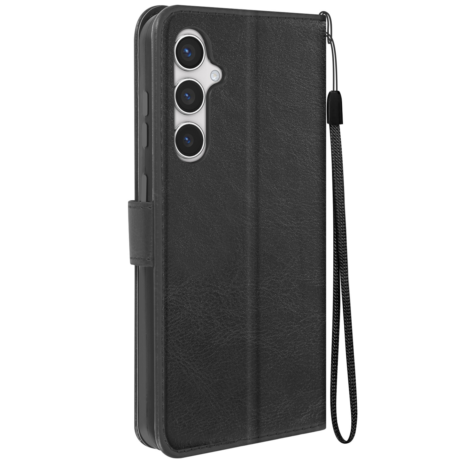 Coque Galaxy S24 Mayaxess en cuir noir avec étui portefeuille