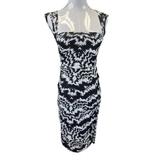 Nicole Miller Collection Dress Women's XS Black White Square Neck Made In USA