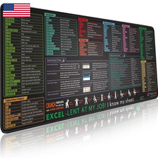 Pixiecube Excel Shortcut Keys Mouse Pad - Extended Large Xl Cheat Sheet Gaming