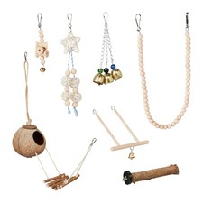 Vogelspielzeug Vogelkäfig Zubehör Nymphensittich Spielzeug 7 Teile Naturmaterial