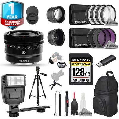 Sony FE 50mm f/2.5 G Lens - 20pc 128GB Pro Kit + 1 Yr Warranty