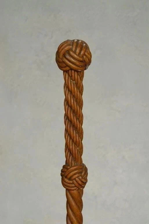 Hand carved rope shape wooden walking stick for men women walking cane handmade