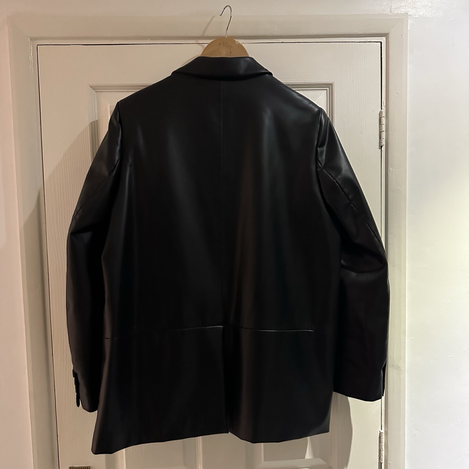 BNWT Zara Black Faux Leather Size 2XL Blazer Jacket RRP £59.99 Womens Sexy image 9