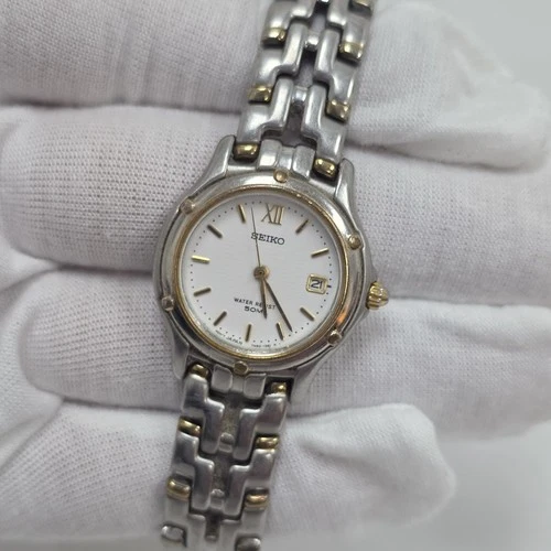 Vintage Seiko Watch Women 7N82-0599 Gold/Silver Two Tone AS-IS