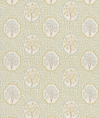 GP & J BAKER CURTAIN FABRIC 'ROYAL MAZE - SAGE' 6 METRES  LINEN MIX