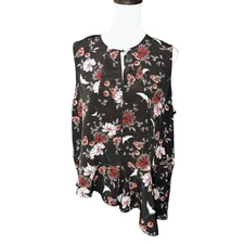 Attention Black Floral Sleeveless Top XXL