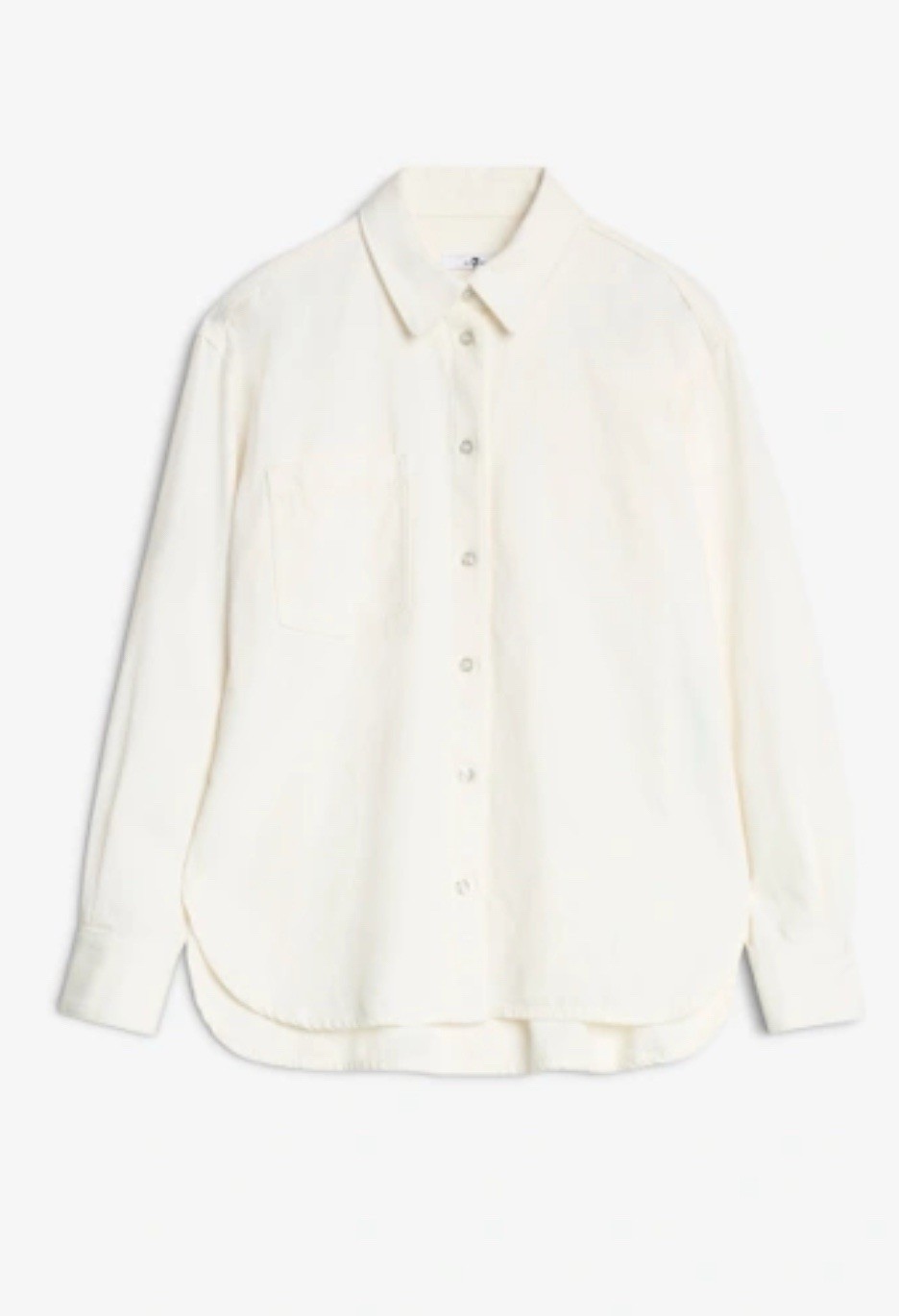 7 For All Mankind Women’s Cream Long Sleeve Button Down Tunic- Shirt Size XL