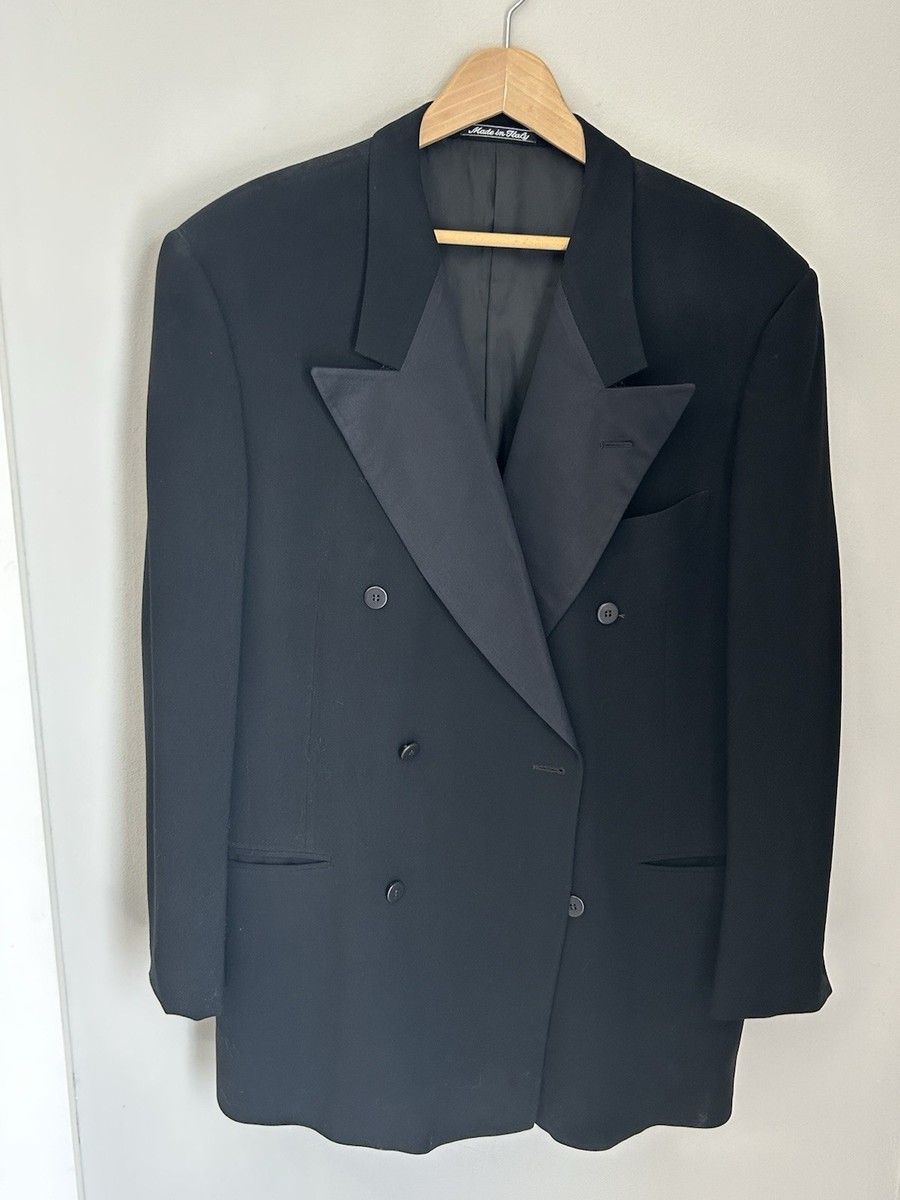 Giorgio Armani Le Collezioni Solid Black Double Breasted Tux