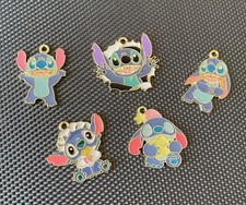 Set Of 5 Disney Stitch Enamel Metal Charm Pendant