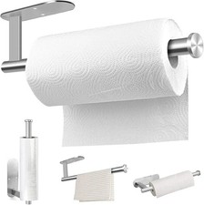Paper Towel Holder Wall Mount Stainless Steel Under Cabinet Silver for Kitchen
