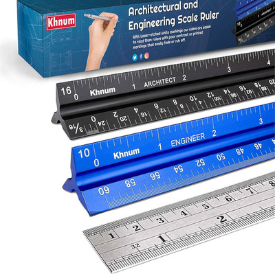 12-Inch Architectural and Engineering Scale Ruler Set (Imperial) | Laser-Etched