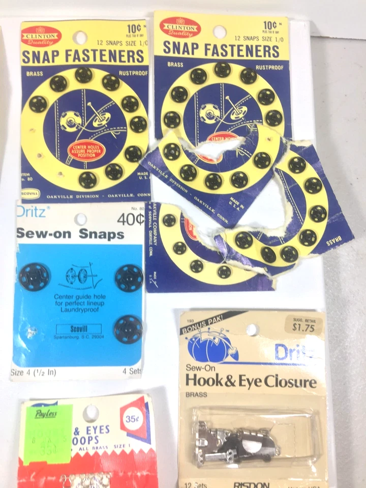 Vintage Of Lot Sewing Notions Snaps Fasteners Hooks Rivets Clinton Dritz Etc NEW - Image 3 of 4