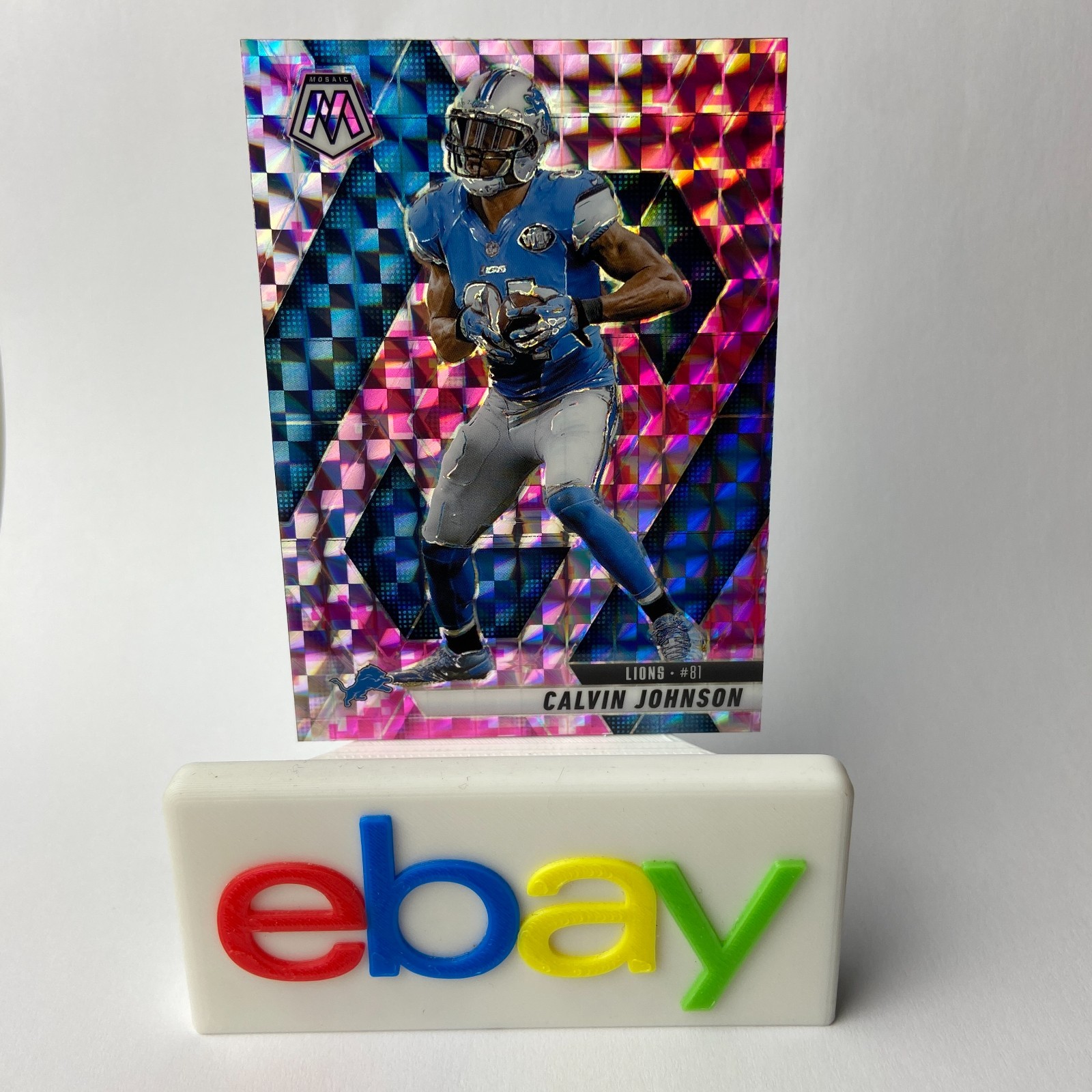 2025 Panini Mosaic - Calvin Johnson #90 Camo Pink Mosaic Prizm