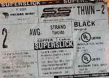 Encore #2awg Superslick Elite THHN/THWN-2/MTW Copper Building Wire Black /10ft